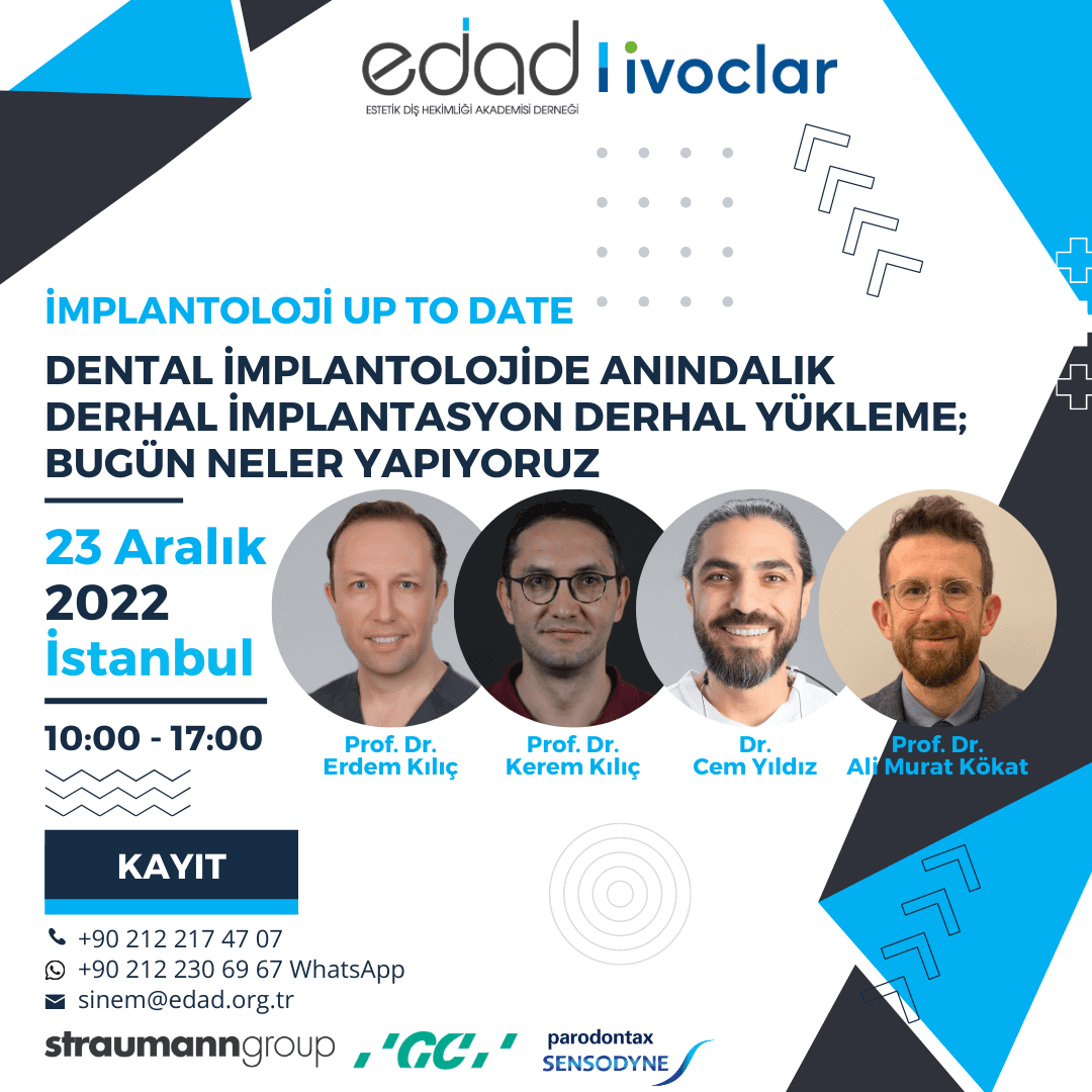 İmplantoloji Up to Date: Dental İmplantolojide Anındalık - Derhal İmplantasyon Derhal Yükleme